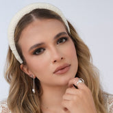 Diadema Perlas Tejida Blanca